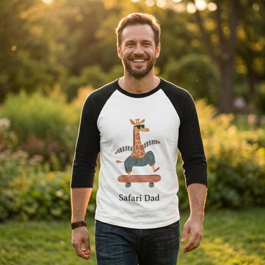 サファリお父さんキリンラグランシャツ | 父の日  Tシャツ