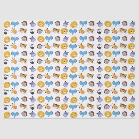 サファリお祝い:かわいい動物のイラストレーションラップ 薄葉紙 (正面)