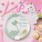 サファリかわいいベビーアニマルをテーマにしたベビーシャワーパーティー ペーパープレート (パーティー)