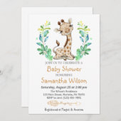 サファリかわいいベビーキリン野生の赤ちゃんシャワー 招待状 (正面/裏面)