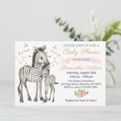 サファリかわいいベビーゼブラワイルドベビーシャワー 招待状 (スタンド正面)