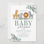 サファリかわいい動物のベビーシャワー招待状 招待状 (正面)