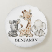 サファリかわいい動物の子供たち ラウンドクッション (裏面)