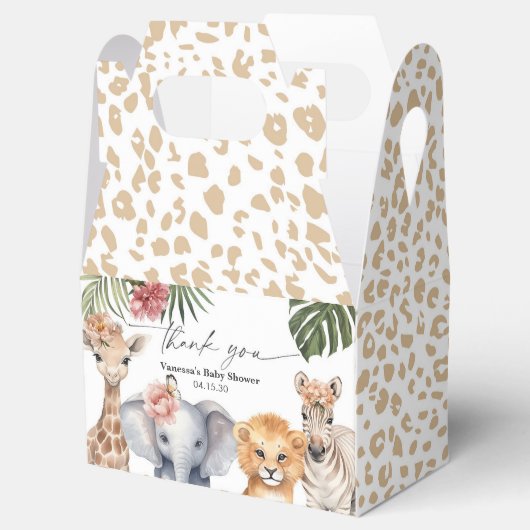 サファリかわいらしベビーアニマルズベビーガールシャワー フェイバーボックス (オープン)