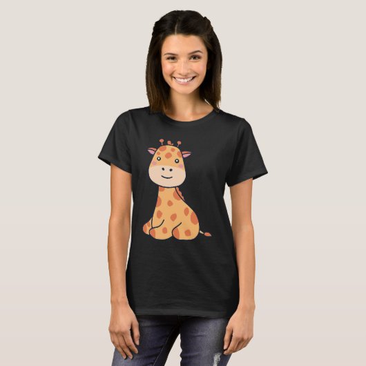 サファリとワイルドのための明るい色のキリンベビー Tシャツ (正面フル)