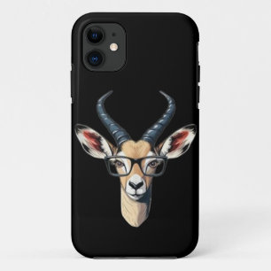 サファリと眼鏡好きのための面白いガゼルの顔 iPhone 11 ケース