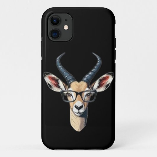 サファリと眼鏡好きのための面白いガゼルの顔 Case-Mate iPhoneケース (裏面)