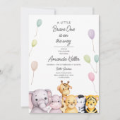 サファリのお友達ジャングルベビーシャワー 招待状 (正面)