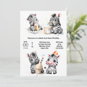 サファリのアイスクリームパーティーキッズサマーパーティー 招待状 (スタンド正面)