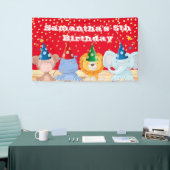 サファリのアニメパーティーの帽子が赤い誕生日  横断幕 (トレードショー)