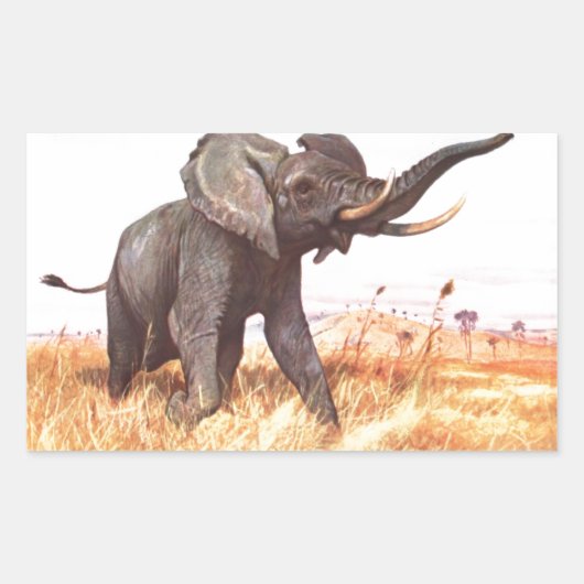 サファリのアフリカのジャングルの運命の動物ゾウ 長方形シール (正面)