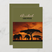 サファリのアフリカのBaobabの木象のシルエット 招待状 (正面/裏面)