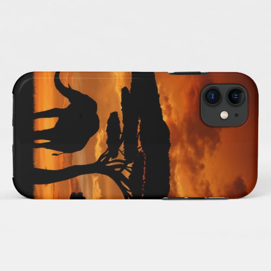 サファリのアフリカのBaobabの木象のシルエット Case-Mate iPhoneケース (裏面(横))