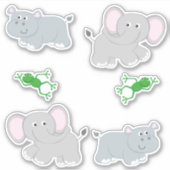 サファリのカバとゾウ シール (正面)