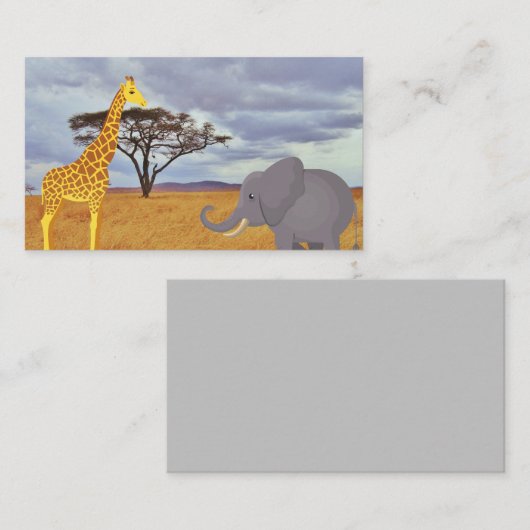 サファリのキリンとゾウ エンクロージャーカード (正面/裏面)