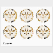 サファリのキリン　ゴールド　モダン　ワイルドワン　誕生日 ラウンドシール (シート)