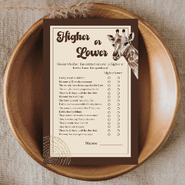 サファリのキリン Higher or Lower ベビーゲーム