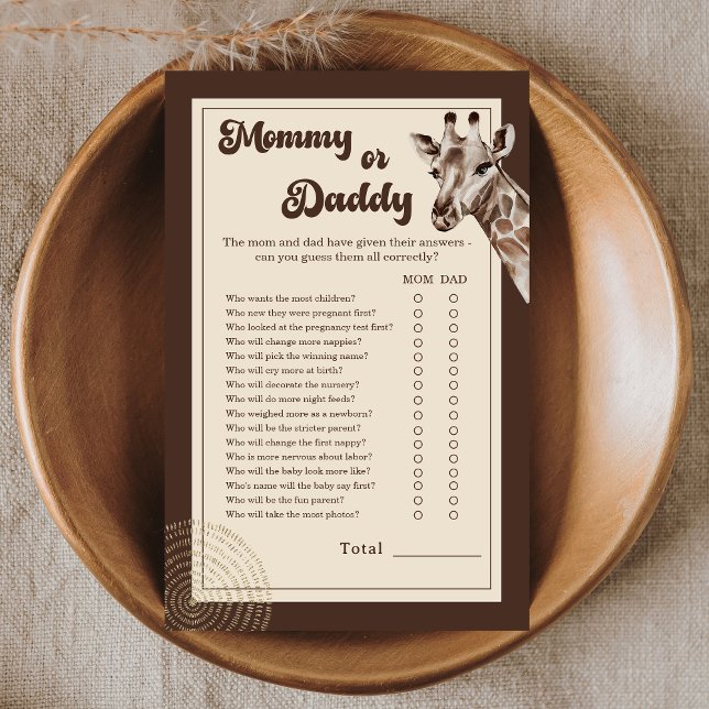 サファリのキリン Mommy or Daddy ベビーシャワーゲーム (クリエイターアップロード済み)