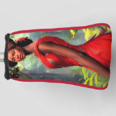 サファリのクイーン威厳のある：アフリカ人女性の赤い羽 ゴルフヘッドカバー (正面)