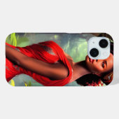 サファリのクイーン威厳のある:アフリカ人女性の赤い羽 Case-Mate iPhoneケース (裏面 (横))