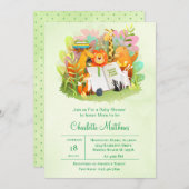 サファリのジャングルで本の赤ちゃんシャワーを持参 招待状 (正面/裏面)