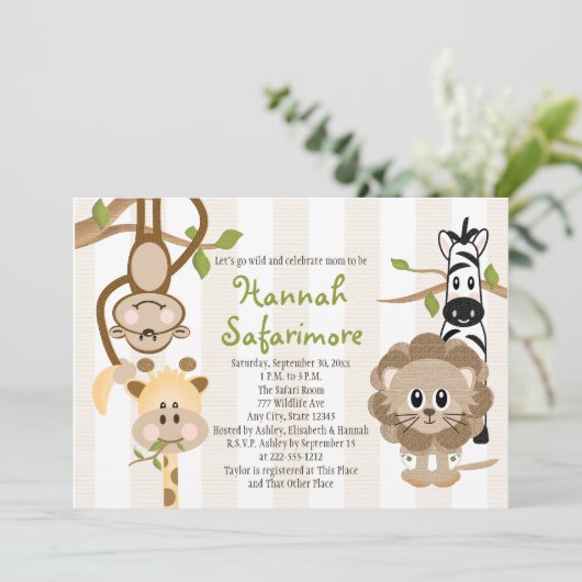 サファリのジャングルのベビーシャワー招待状 招待状 (スタンド正面)