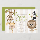 サファリのジャングルのベビーシャワー招待状 招待状 (正面/裏面)