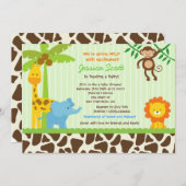 サファリのジャングルのベビーシャワー招待状 招待状 (正面/裏面)