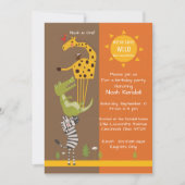 サファリのジャングルの動物の誕生日のパーティの招待状 招待状 (正面)