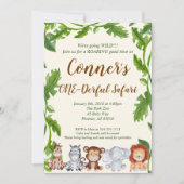 サファリのジャングルの動物の誕生日のパーティの招待状 招待状 (正面)