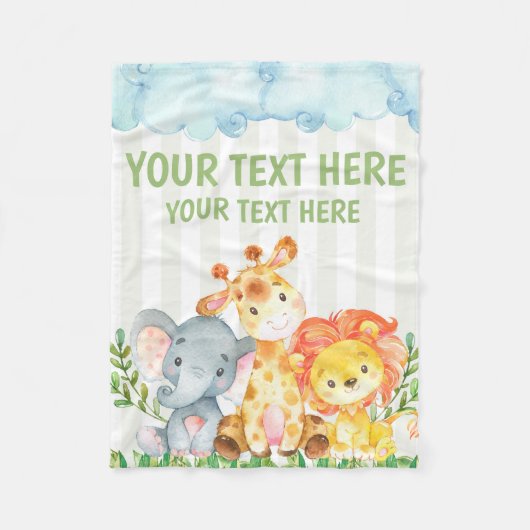 サファリのジャングルの動物園動物のブランケット フリースブランケット (正面)