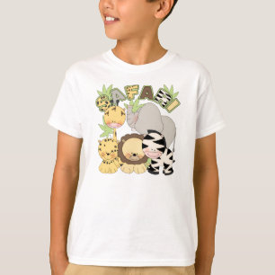 サファリのジャングル動物が付いているかわいい子供のTシャツ Tシャツ