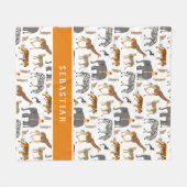 サファリのジャングル動物に名前を付けよう フリースブランケット (正面(横))