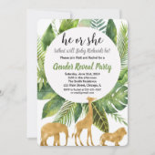 サファリのジャングル動物のジェンダーが招待を明らかにする 招待状 (正面)