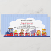 サファリのジャングル動物の列車のベビーシャワーの招待状 招待状 (正面/裏面)