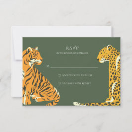 サファリのジャングル動物の結婚RSVP 出欠カード