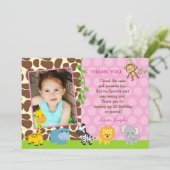 サファリのジャングル動物の誕生日はメッセージカード感謝していしています サンキューカード (スタンド正面)