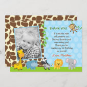 サファリのジャングル動物の誕生日はメッセージカード感謝していしています サンキューカード (正面/裏面)