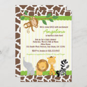 サファリのジャングル猿のベビーシャワー招待状 招待状 (正面/裏面)