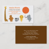 サファリのテーマの誕生会のプランナーの名刺 名刺 (正面/裏面)