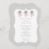 サファリのバレリーナの灰色の水玉模様のベビーシャワー 招待状 (正面/裏面)