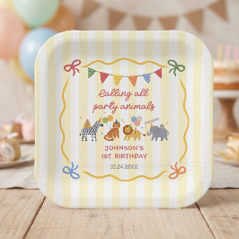 サファリのバースデーパーティに動物たちをお招き ペーパープレート