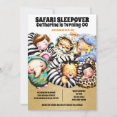 サファリのパジャマ野生動物スリーバーパーティー 招待状 (正面)