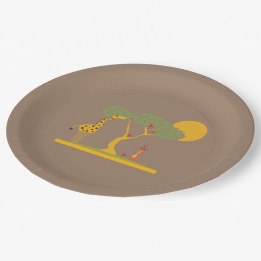 サファリのパーティーのジャングルのテーマのサバンナの紙皿 ペーパープレート (アングル)