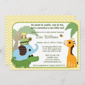 サファリのベビーのベビーシャワーの招待動物 招待状 (正面/裏面)