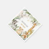 サファリのベビーアニマルのベビーシャワー スタンダードカクテルナプキン (角)