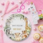 サファリのベビーアニマルのベビーシャワー ペーパープレート (パーティー)