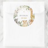 サファリのベビーアニマルのベビーシャワー ラウンドシール (バッグ)