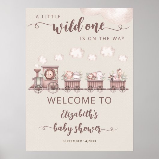 サファリのベビーアニマルズトレインベビーシャワーへようこそ ポスター (正面)