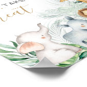 サファリのベビーアニマルズベビーシャワー甘いお菓子 ポスター (角)